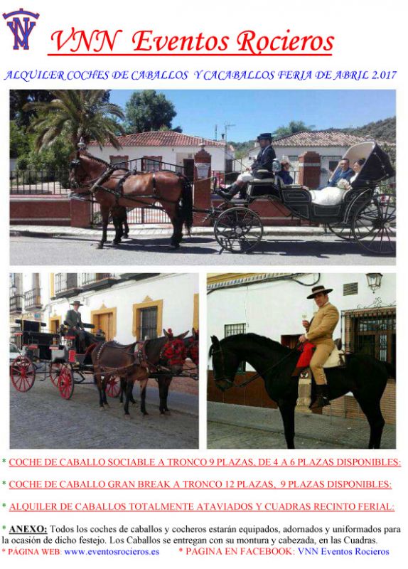 Alquiler de Coches de Caballos y Caballos Feria Abril 2.017