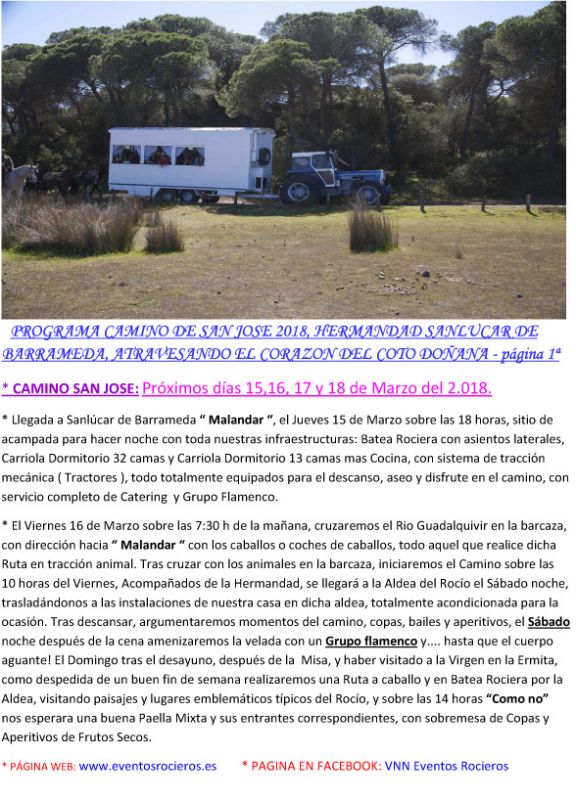 Peregrinación Camino de San Jose 2018 Pagina 1ª