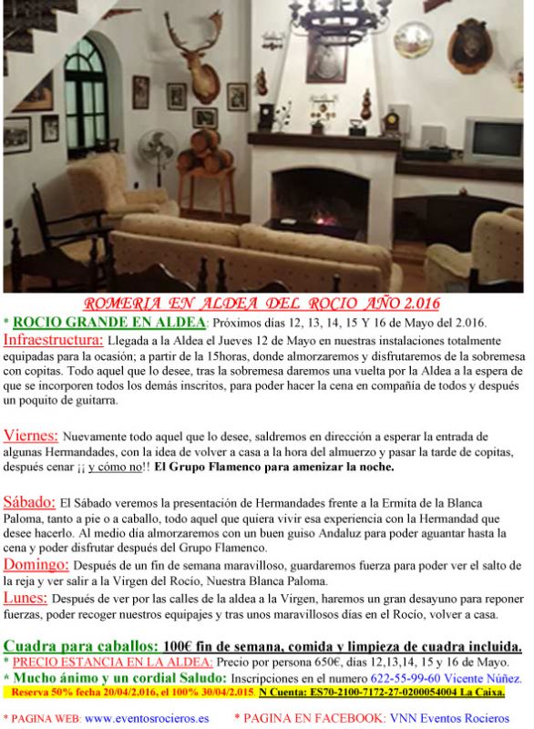ROMERÍA EN ALDEA DEL ROCÍO 2016 CARTEL 1º
